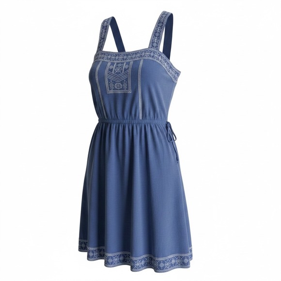 Prana Dresses & Skirts - PRANA Blue Indie Embroidered Ladies Summer Boho Chic Festival Summer Dress, L